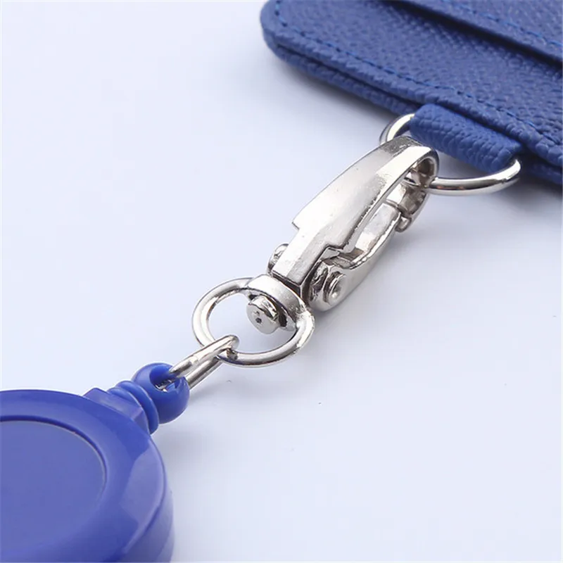 Retractable Lanyard Card Holder PU Badges Set Stationery ID Card Holder with Lanyard Badge Holder Business Name Tag Accessories