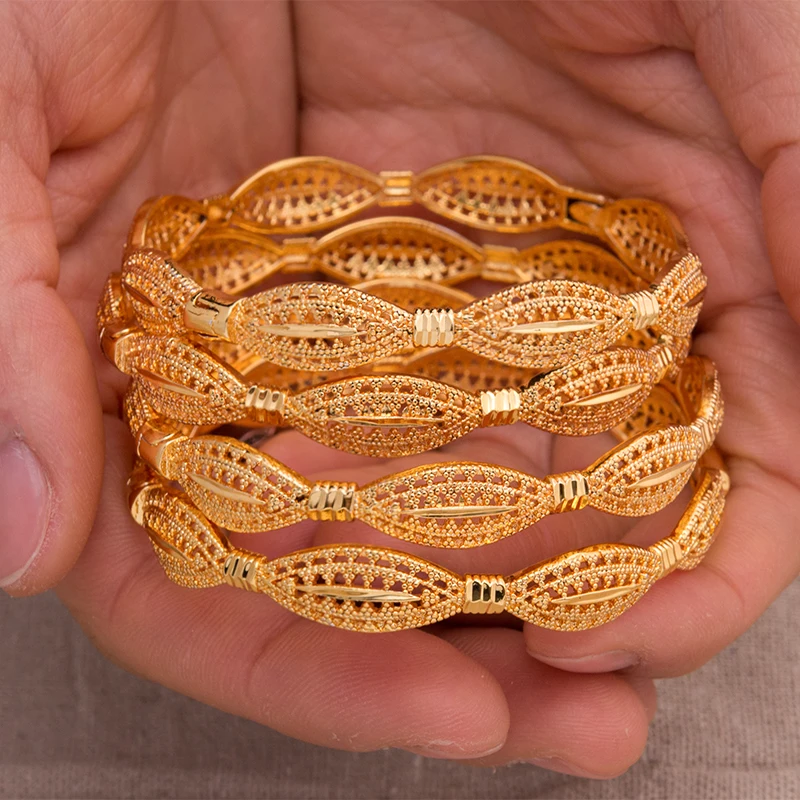 

Dubai Gold Color Bangles Mother Jewellery Ethiopian Bracelets for Women Arab African Wedding Jewelry Party Gifts