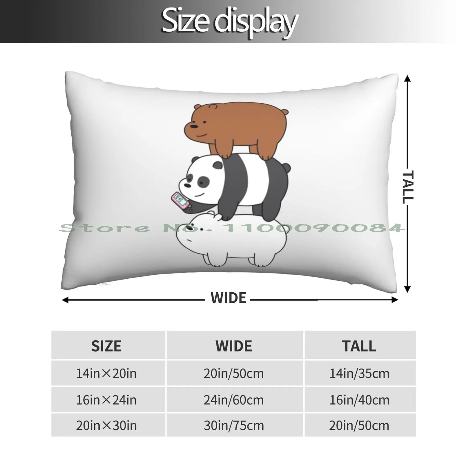 Grizzly , Panda , And Ice Bear Pillow Case 20x30 50*75 Sofa Bedroom Grizzly Panda Park Charlie Nom Nom Cartoon Ranger Tabes Ice