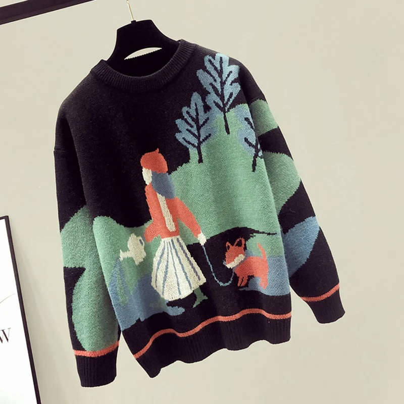 Maglione di Modo Delle Donne di Autunno di Inverno Della Signora Della Ragazza Maglie E Maglioni Pullover Girocollo Anime Del Fumetto Del Modello