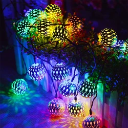 Led Light String Batterij Usb Power Hollow-Out Marokkaanse Ballen Garland Fairy Lights Wedding Party Kerst Decoratie Lamp