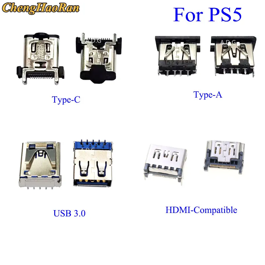 ChengHaoRan 1pcs  For PS5 Type-c USB C Type A USB 3.0 HDMI-Compatible Charging port socket connector