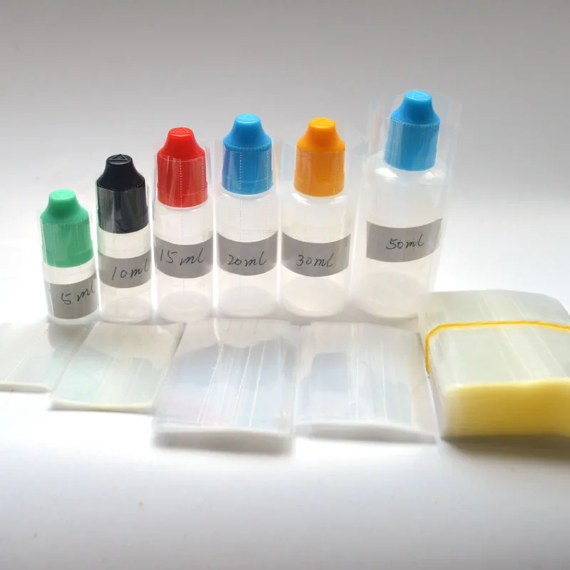 200Pcs/Lot PVC Heat Shrink Wrap Tube for 5ml 10ml 15ml 20ml 30ml 50ml Plastic dropper bottle Clear Shrink Film Shrink Seal