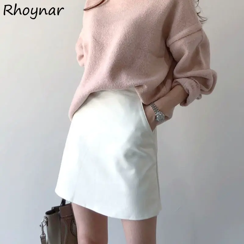 Skirts Women Fashion White Faldas Femme Summer High Waist Slim Ulzzang Solid Office Lady Tender Cozy All-match Leisure Popular