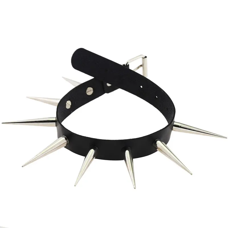 Punk Harajaku Big Metal Spike Rivets Rock Gothic Chokers PU Leather Stud Collar Choker Necklace Hip Hop Statement Jewelry