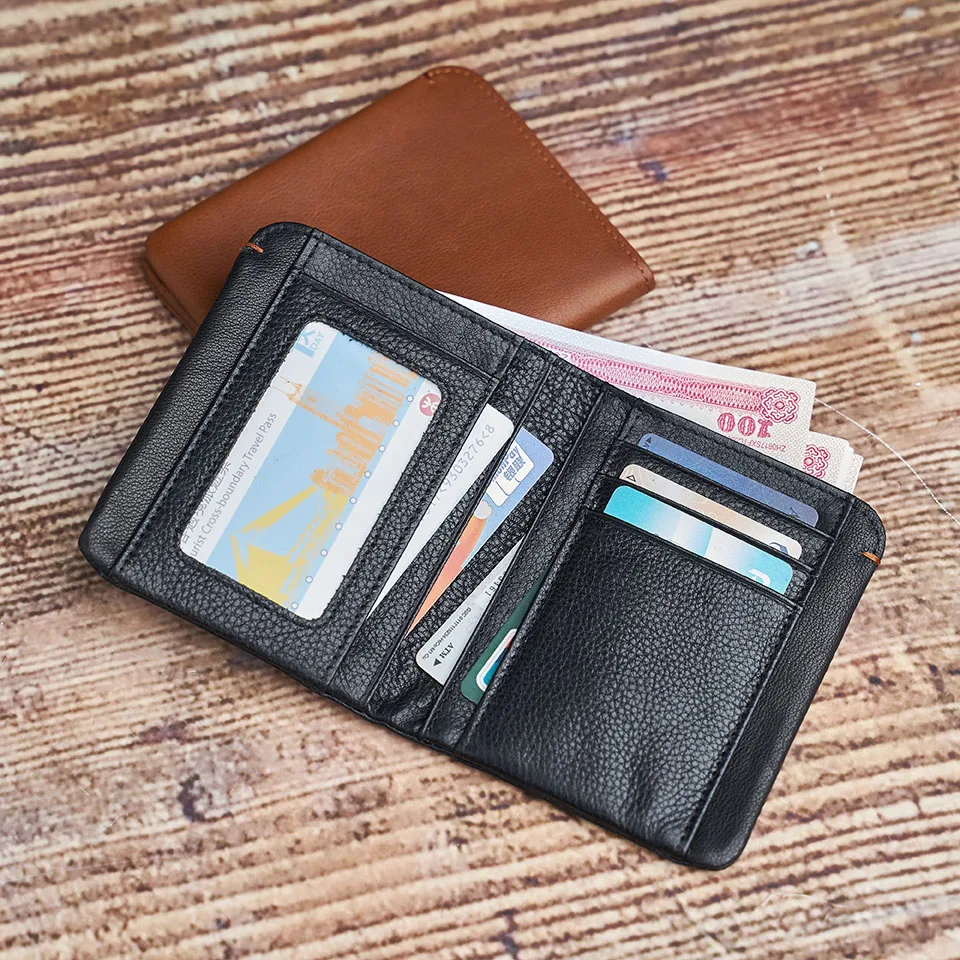 Dünnen männer Geldbörse Aus Echtem Leder Lässig Kleine Geldbörse Kredit Visitenkarte Halter Brieftasche Bifold Mini Geld Tasche Geldbörse NUPUGOO – Detail 13