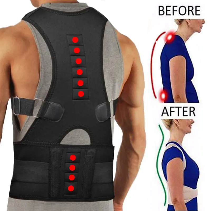 Magnetic Back Support Strap Waist Protector Upper Back Posture Corrector Neoprene Waist Support Adjustable Adult Correction Belt