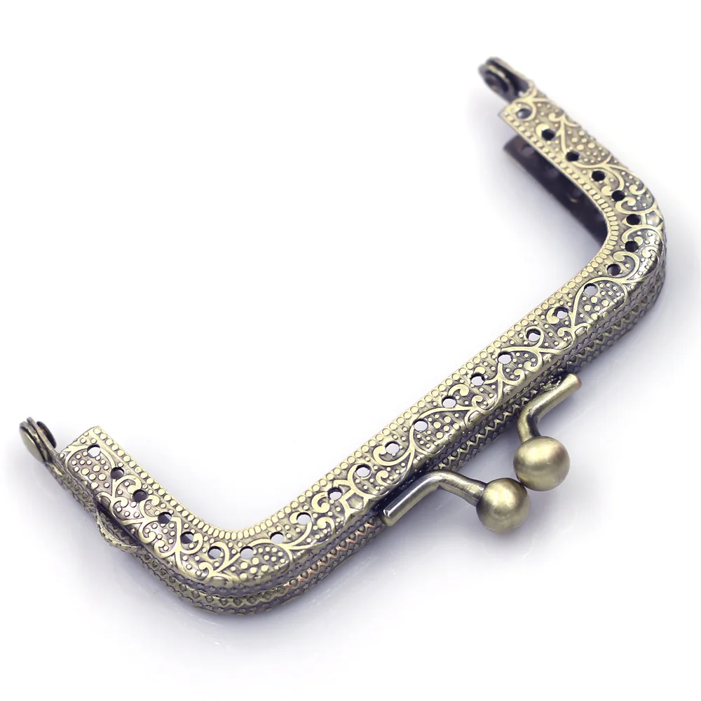 10Pcs Bronze Tone Square Purse Frames Pouch Bag Kiss Clasps Clutch Handles Buckle Handmade Handbag Accessories 8.5cm