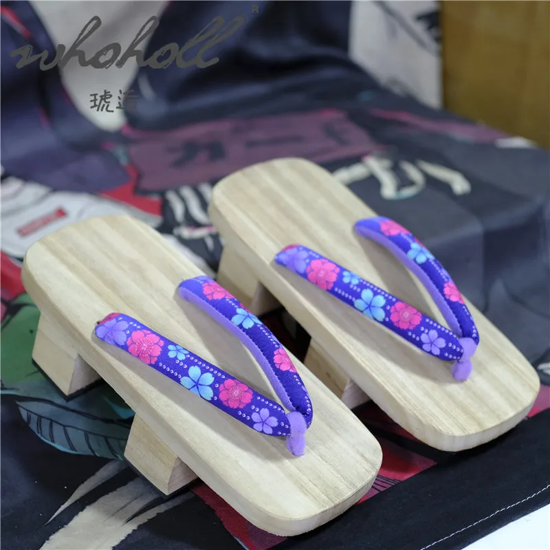 WHOHOLL Women Clogs shoes Japanese wooden Slipper Geta Kimono Slippers for women Anime Cosplay Shoes Summmer flip flops Female