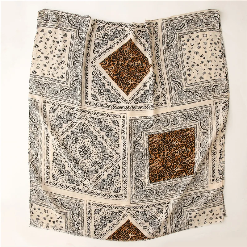 Écharpe en Viscose à Franges pour Femme, Motif Floral, Cajou, Léopard, Patchwork, Hijab, Châles et Enveloppes, 180x90cm