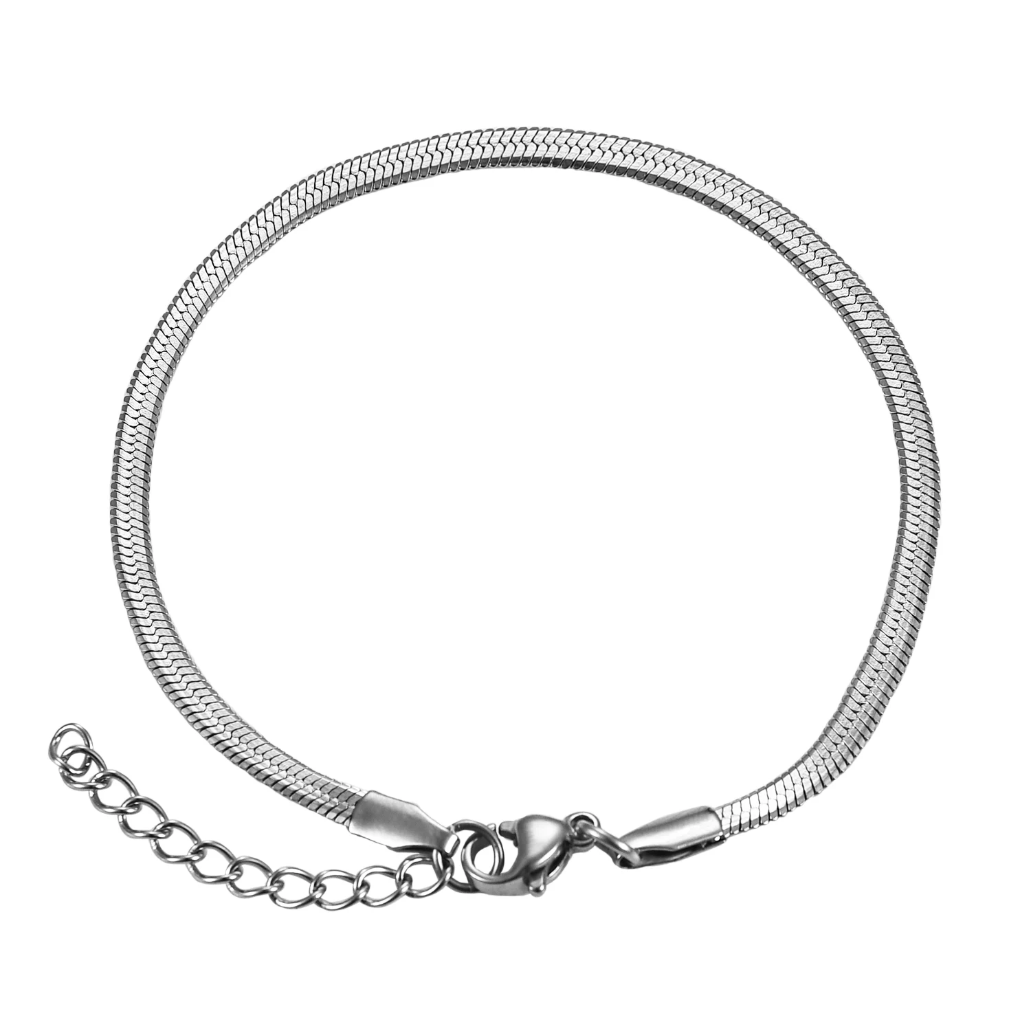 Women Men Stainless Steel Width 3/4mm Gold Color Flat Snake Chain Bracelet Extender 3cm Fashion Ladies Jewelry Party Gifts