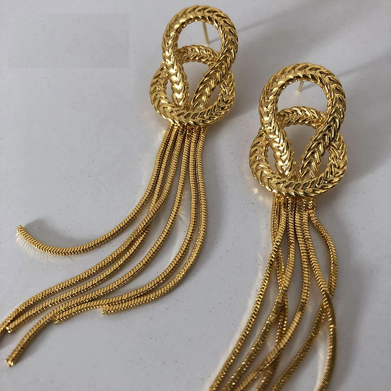 Vintage Earring Snake Chain Knot Earrings for Women Punk Chain Tassel Earring Femme Brincos Gothic Jewelry Hiphop Earring 2020