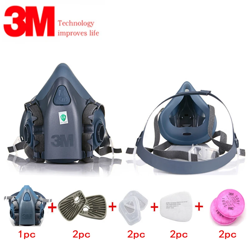 

9 in 1 3M 7502 Gas Mask Respirator 603 Industry Paint Pesticide Protective Filter Respirator Anti Pollution Dust Mask