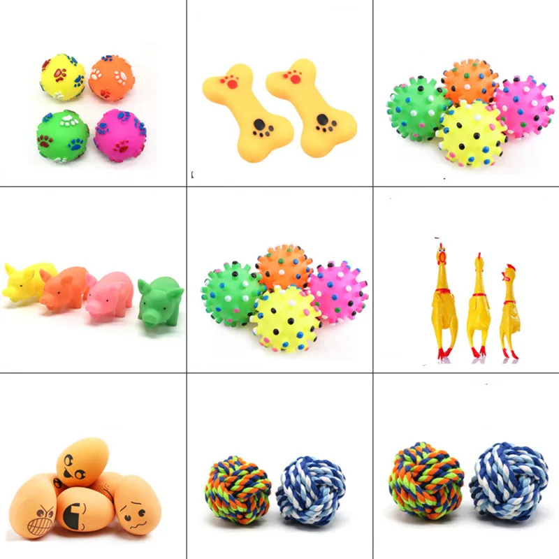 1PC Rubber Squeak Toys for Dog Screaming Chicken Chew Bone Slipper Squeaky Ball Dog Toys Tooth Grinding & Training Toy