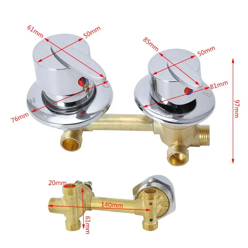 Brass Dual Mixing Valve Water Outlet Thread Screw 2/3/4/5 Way For Kitchen Bathroom Bathtub Mixer Shower Water Bathroom faucet