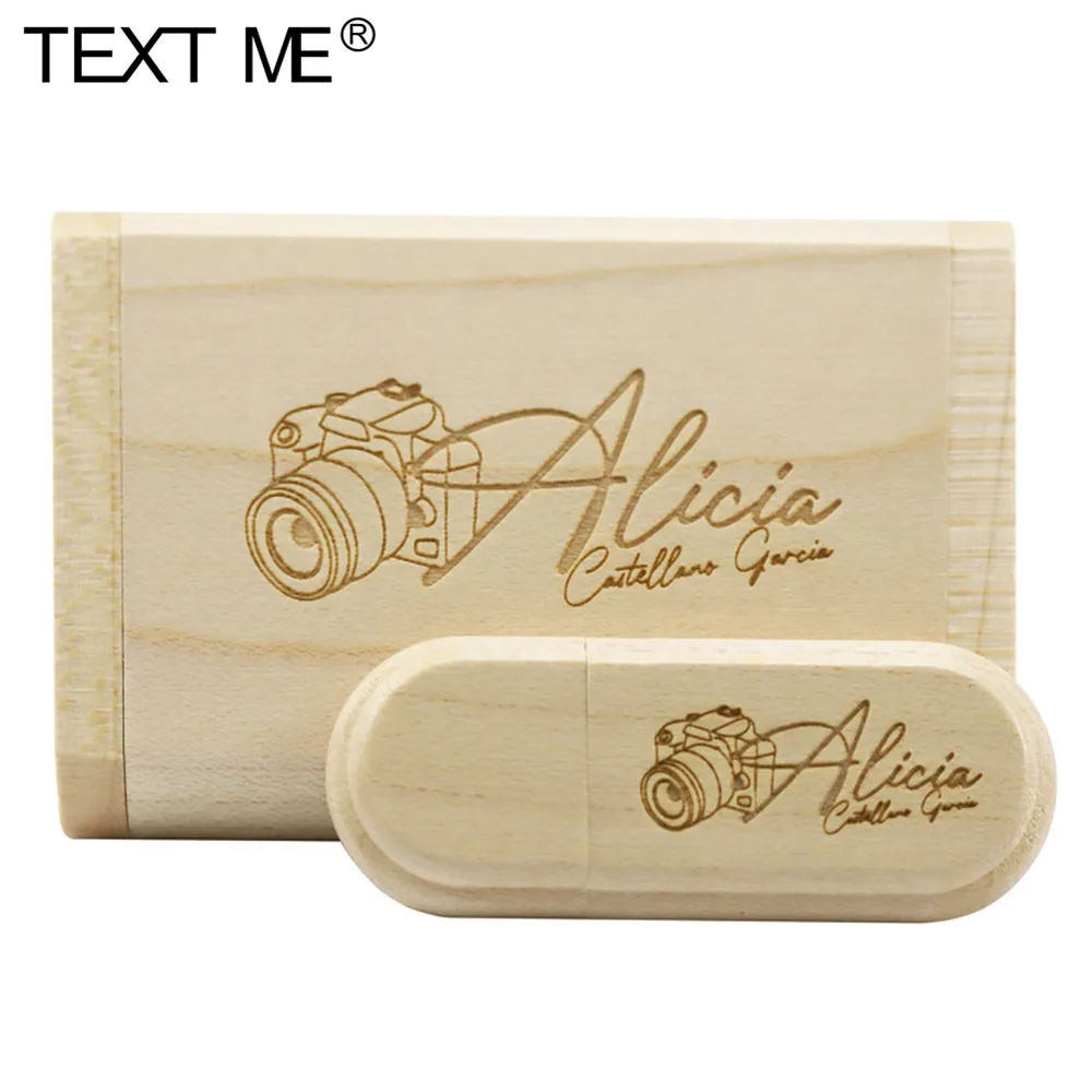 

TEXT ME Free custom made LOGO wood usb+box usb flash drive pen drive 4GB 8GB 16GB 32GB 64GB usb2.0 pendrive photography gift