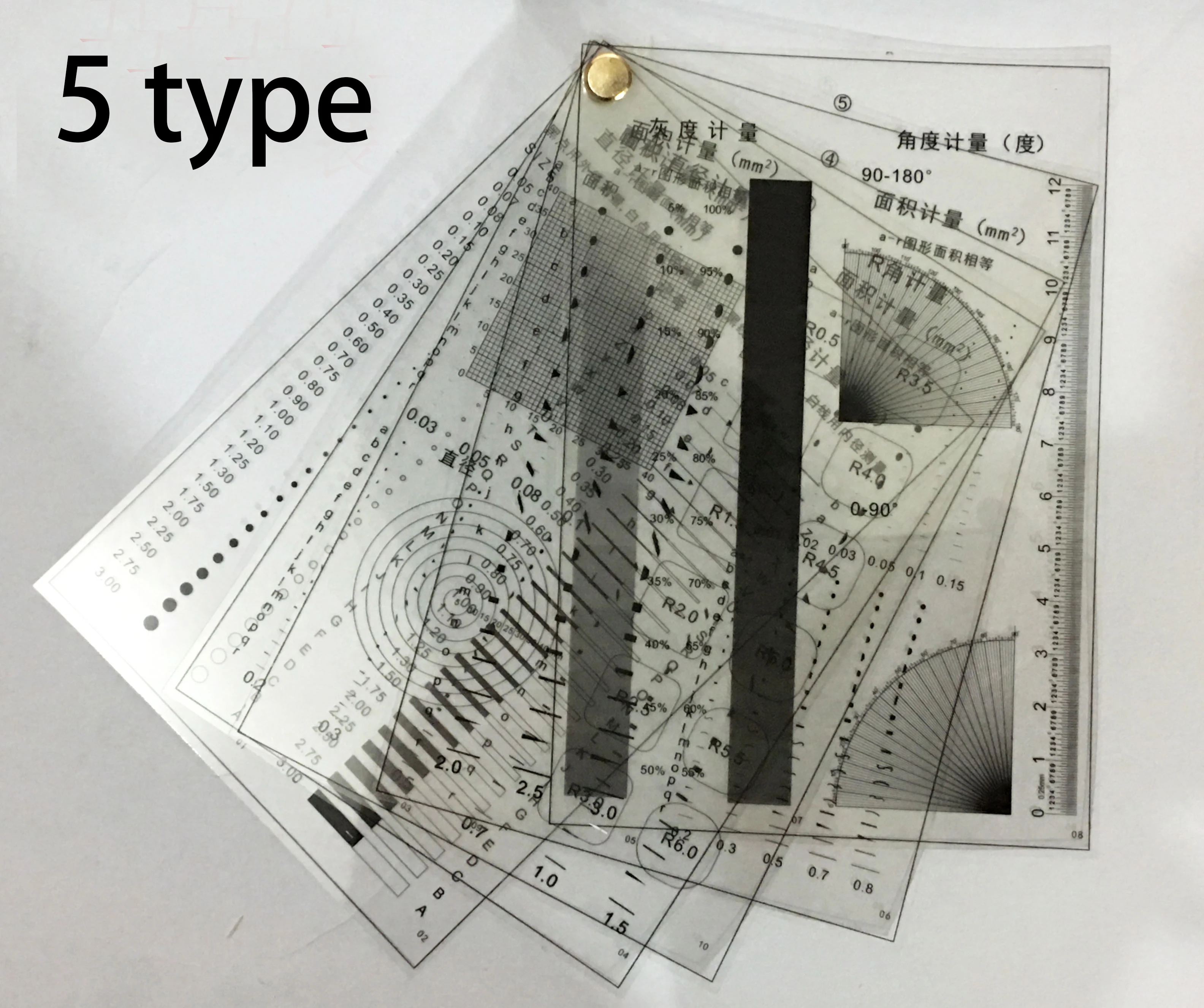 1sets Gauge Point Gauge Transparent Film Stain Card Comparison Card Stain Crack Contrast PET Dot Line Surface Quality Inspection