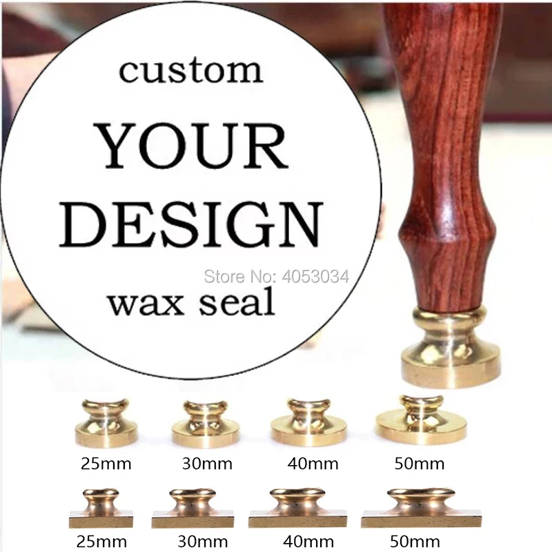 custom wax seal stamp with Your own Logo design  diferent stamp head size  20mm,25m, 30mm, 40mm,50m for your choice