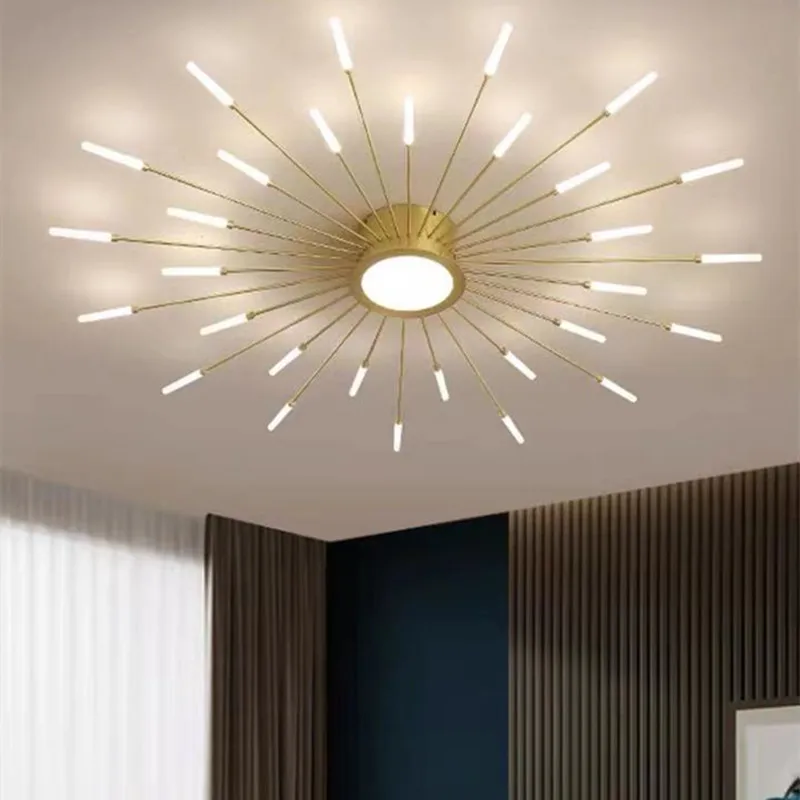 Modern metal chandelier LED italian design lamp for Bedroom Gold Light Firework Style Home Decor Indoor 220V molecularChandelier