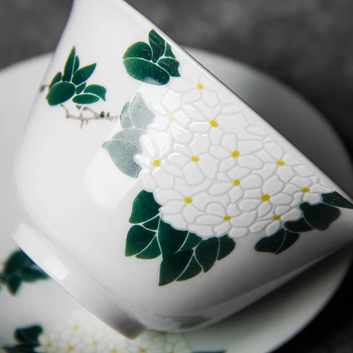 Imagem -04 - Jingdezhen Cerâmica Tigela Capa de Porcelana Branca Tigela Pintados à Mão Xícara de Chá Tigela de Chá Kung fu Conjunto de Chá