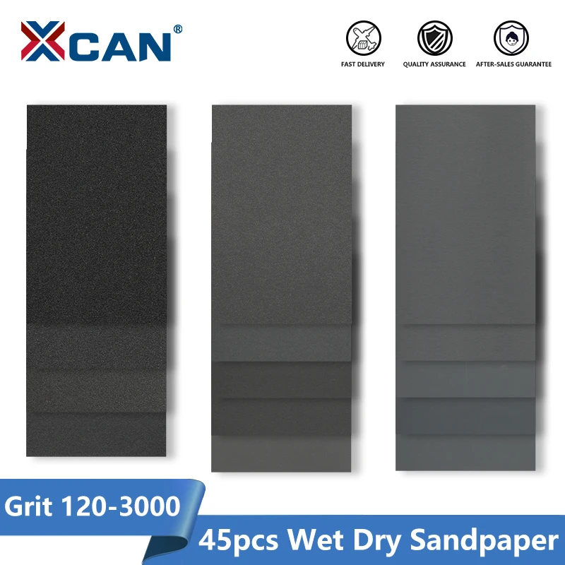 

XCAN 45pcs Grit 120-3000 Sandpaper Wet Dry Sanding Paper Abrasive Polshing Tool for Wood Metal Sand Papers