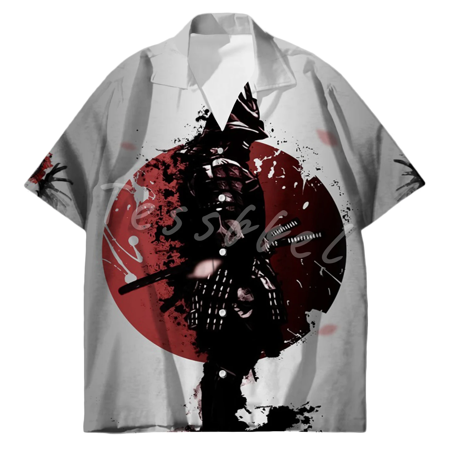 Tessffel samurai japão tatuagem 3d impressão camisas havaianas praia dos homens camisa moda verão harajuku casual oversize streetwear s4