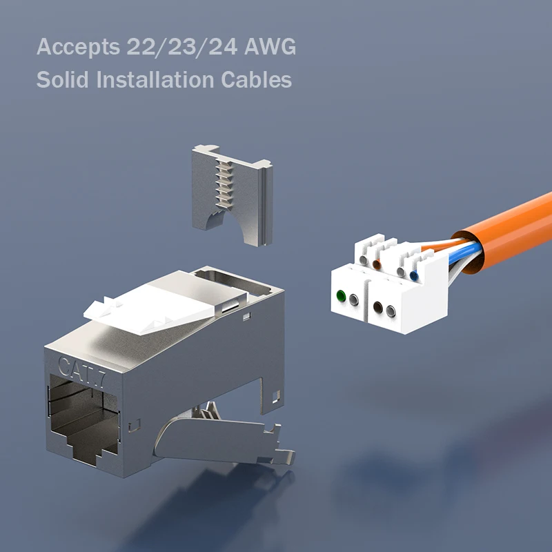 Premium Quality - CAT7 Full Shielded Keystone Jack RJ45 to LSA, Tool-Free Connection, Compatible for Cat6A/Cat.6 Systems