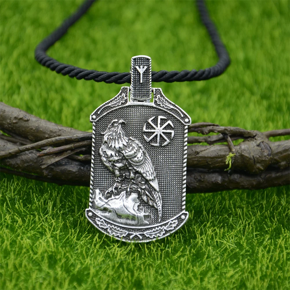 Eagle Slavic Kolovrat Talisman Jewelry Viking Runes Algiz Clasp Mens Pendants Necklaces Dropshipping