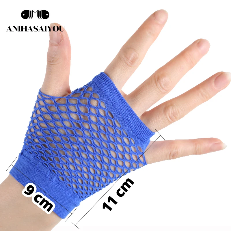 Short fishnet mittens nightclub multicolor fun women\'s mittens punk fun mesh gloves hollow fingerless gloves-1505