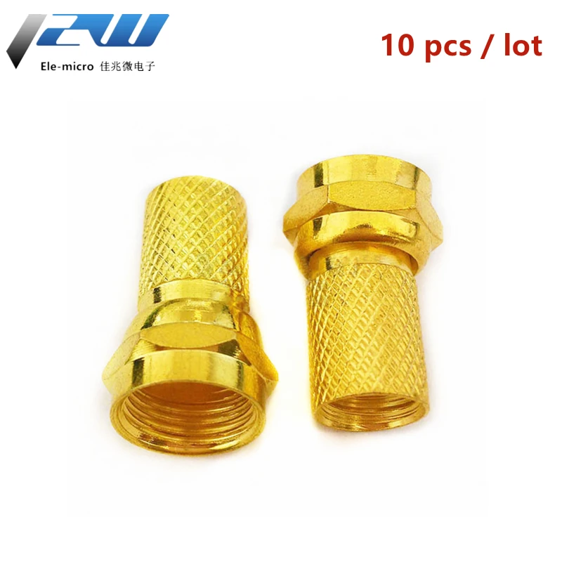 10pcs 75-5 F Connector Screw On Type For RG60 Satellite TV Antenna Coax Cable Twist-on Diameter mm Gilded Imperial