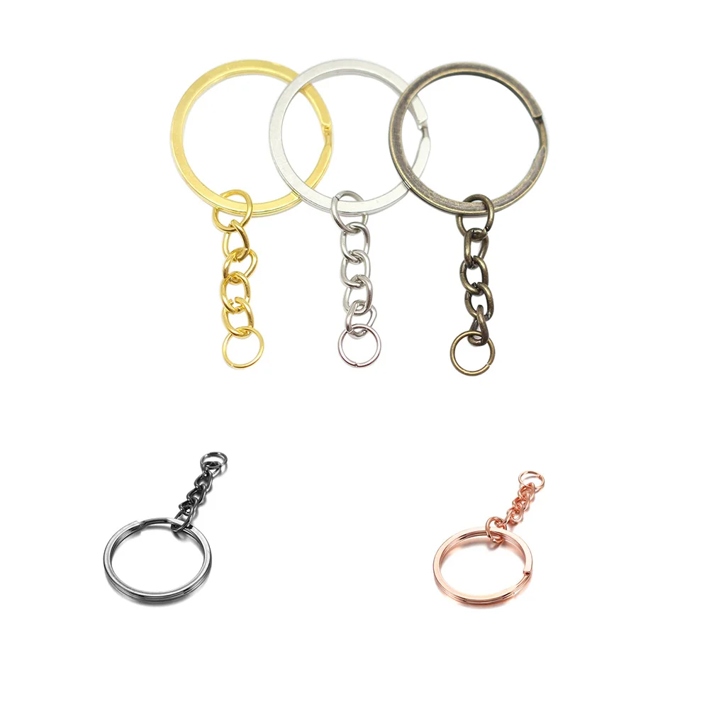 10 pcs/lot 60mm Rhodium Bronze Key Ring Key Chain Plated Long Round Split Keychain Keyrings Jewelry Making Wholesale