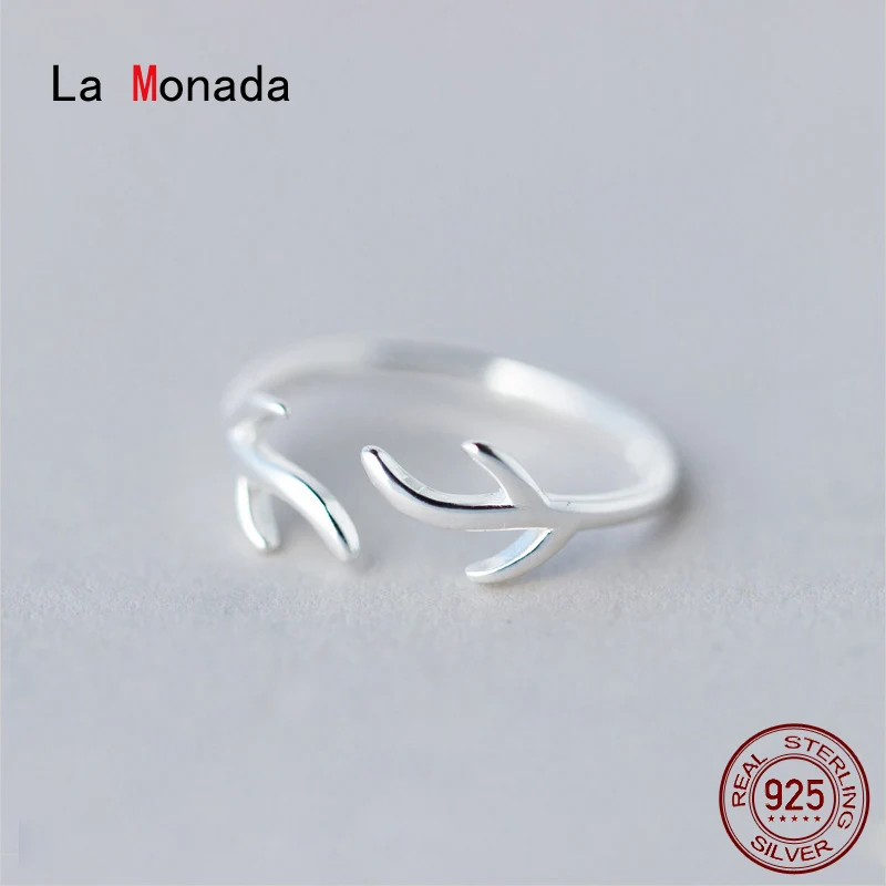 La Monada 48-58mm 925 Sterling Silver Rings For Women Open Resizable Adjustable Branches Antlers Ring Finger Silver 925 Jewelry