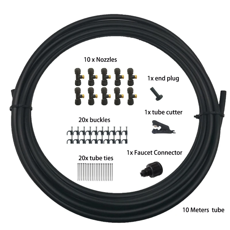 

Набор для тумана «сделай сам», 10 м, быстросъемные насадки, садовый распылитель воды, система охлаждения