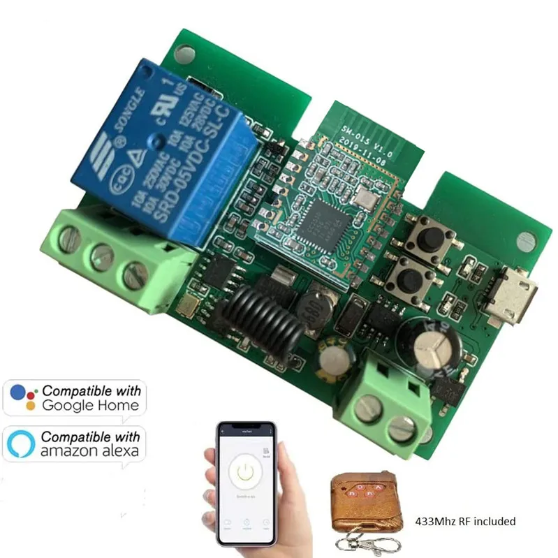 Tuya Zigbee Jog Inching Switch Module ,USB 5V 7-32V DIY Smart Switch, Works with eWeLink Zigbee Bridge, Voice Control by Alexa