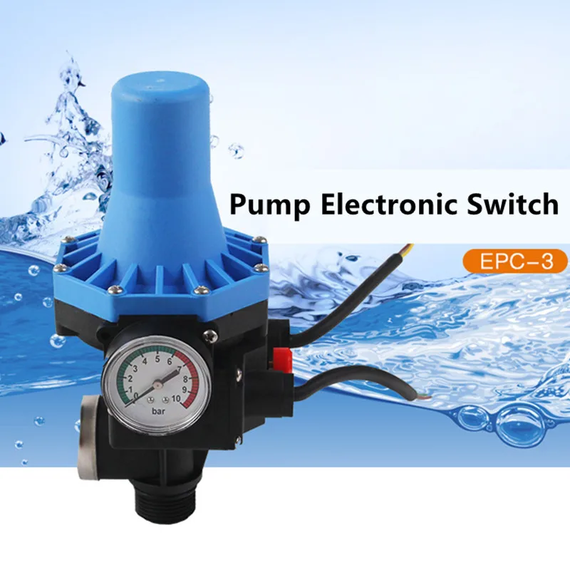 Waterproof Pressure Switch Adjustable Water Pump Automatic Pressure Control Electronic Switch With Pressure Gauge Max.10 Bar