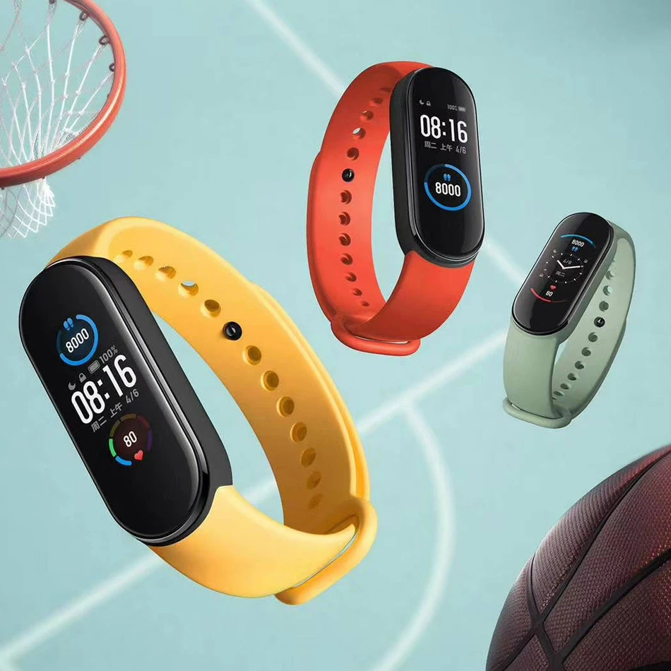 샤오미-MiBand 5 NFC 버전 스마트밴드, AMOLED 스크린, Mi band 5, 스마트 팔찌, 피트니스 트래커, 블루투스, PPG, 심박수, 스마트 밴드