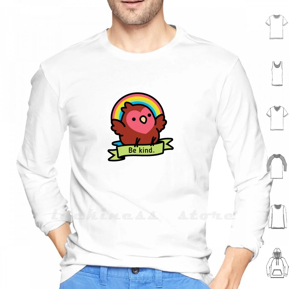 Cody The Lovebird - Be Kind Long Sleeve Men Teenage Baseball Shirt Rainbow Cody The Lovebird Lovebird Birb Bird Parrot Kawaii