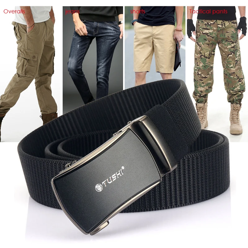 VATLTY New 3.4cm Casual Belt for Male 1200D Thick Nylon Hard Alloy Automatic Buckle Military Tactical Belt Outdoor Girdles Men