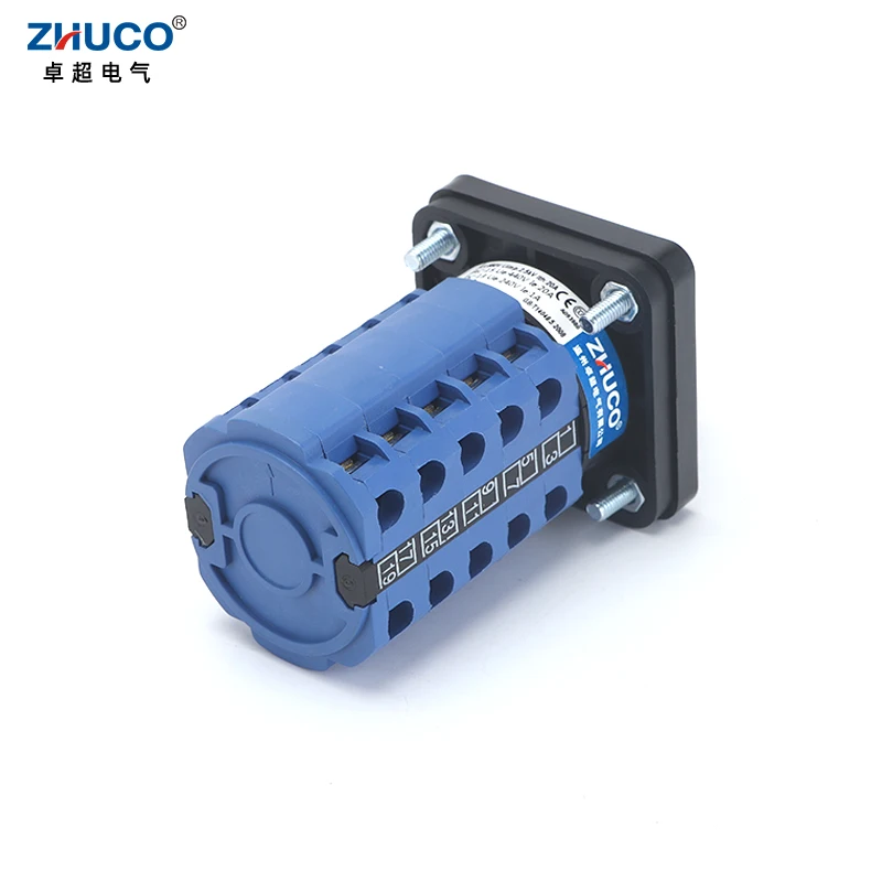 ZHUCO SZW26/LW26-20 5 Poles 20A 660V 64X64 mm 48X48 mm Control Motor Circuit Knob Selection Cam Rotary Changeover Switch