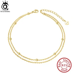 ORSA Jewelry – Bracelet de cheville en chaîne Satellite superposée 1mm pour femmes, argent 925, Bracelet de pied d'été, mode, sangles de cheville, bijoux SA14