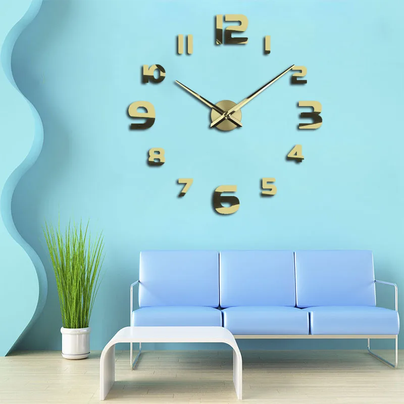 3D DIY Wall Clock Acrylic Mirror Big Size Wall Clock Watch Clocks Home Decoration Modern Design Needle Quartz Stickers 2020 New