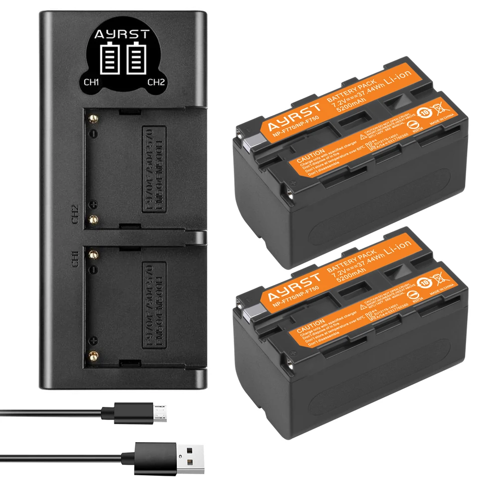 

5200mAh NP-F750 NP-F770 Li-ion Camera Battery + LED USB Dual Charger for Sony NP F970 F960 F550 F570 QM91D CCD-RV100 TRU47E