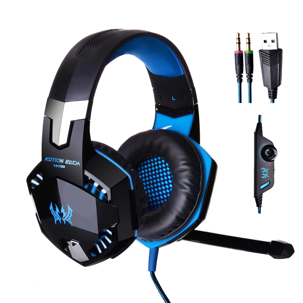 USB/3.5mm Super Deep Bass Gaming Earphone with Wire Metal Headset Beam with Microphone and Backlight for PS4 PS5 XBOX PC mobile