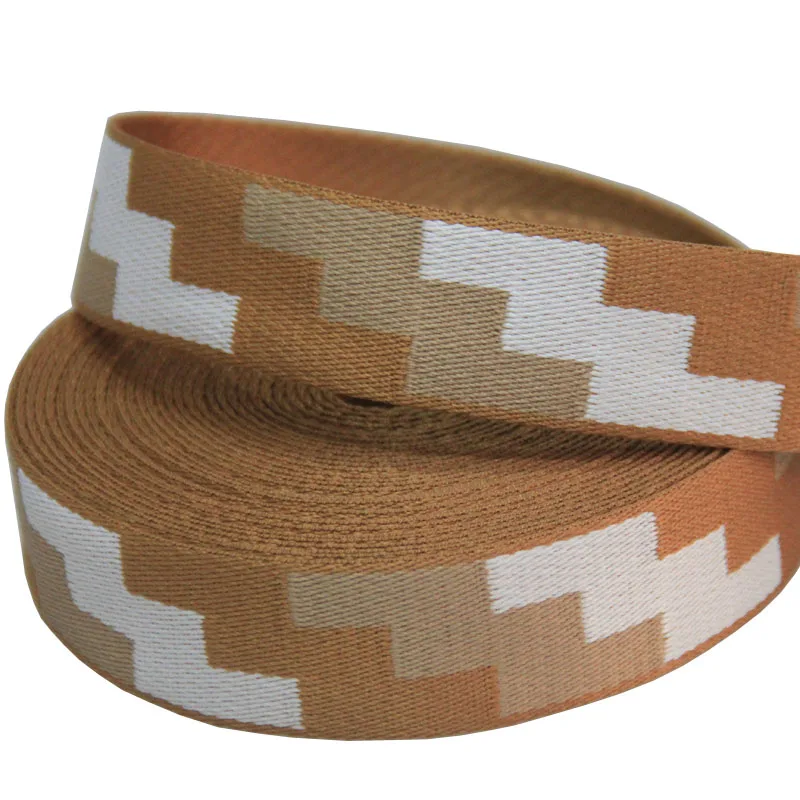 

Jacquard Twill Polyester Webbing Tape For Bag Strap 38mm Wide 2mm Thickness Pattern