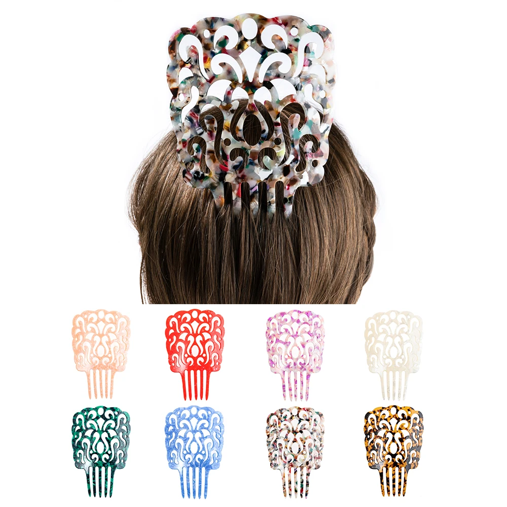 Vintage High Hair Combs Colorful Acetate Hair Accessories Faux Tortoise shell Hair clips Flamenco Headdresses Women Comb jewelry