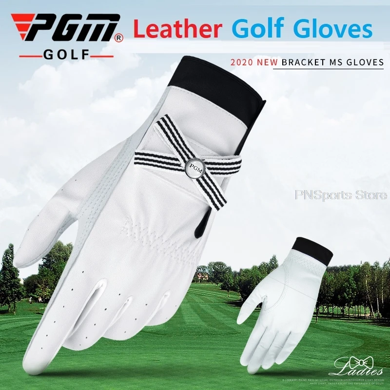 

Pgm Genuine Leather Sport Gloves Women Sheepskin Breathable Palm Golf Gloves Ladies Anti-Slip Training Mittens Elegant 1Pair