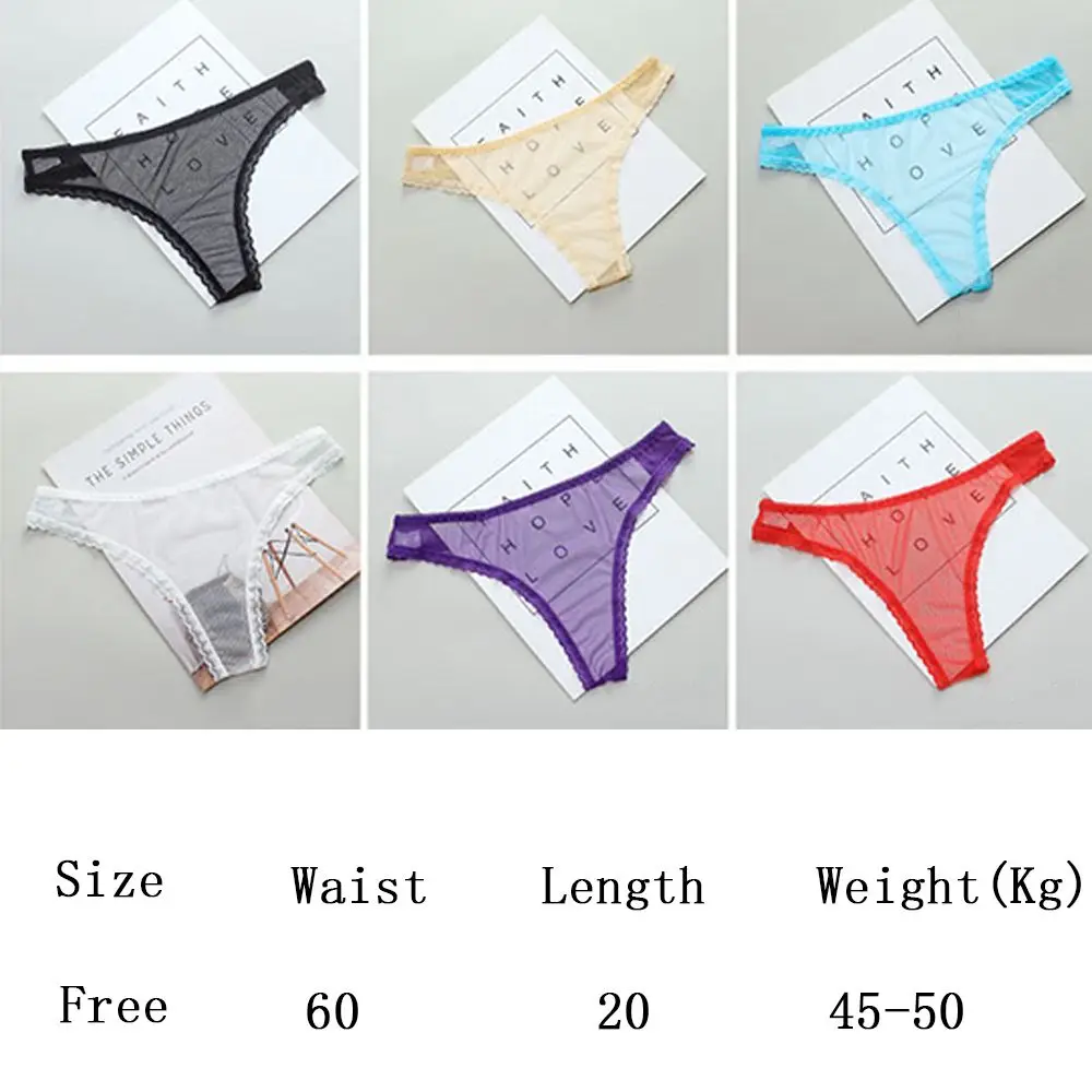 Sexy Low-Waist G String Lace Underwear Women Lingerie Transparent Knickers Female Perspective Thong Sheer