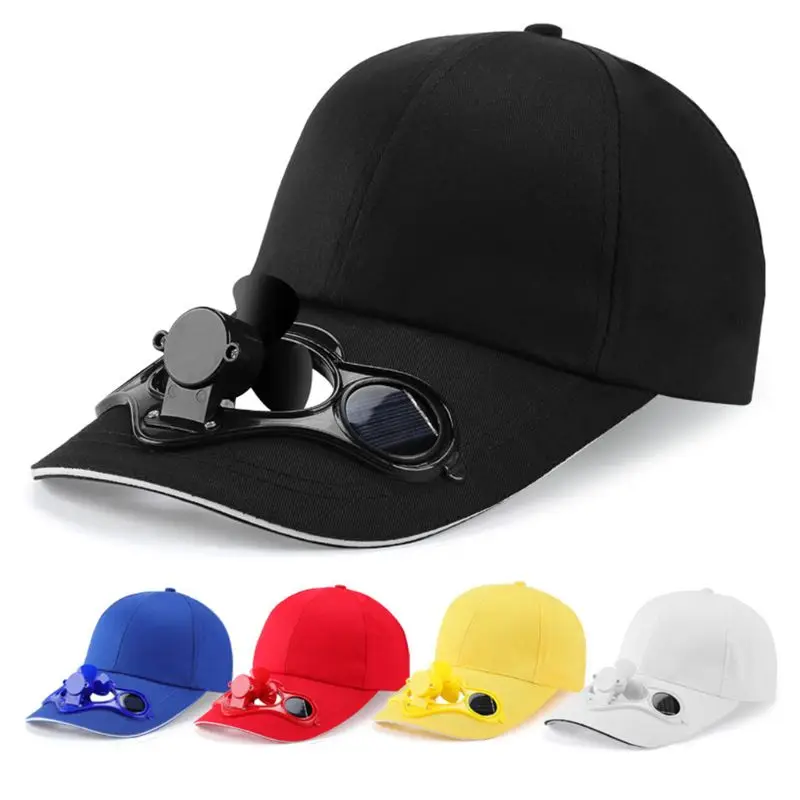 Adult Kid Summer Solar Panel Powered Cooling Fan Baseball Cap Outdoor Sport Camping Hiking Snapback Peaked Sun Visor Hat