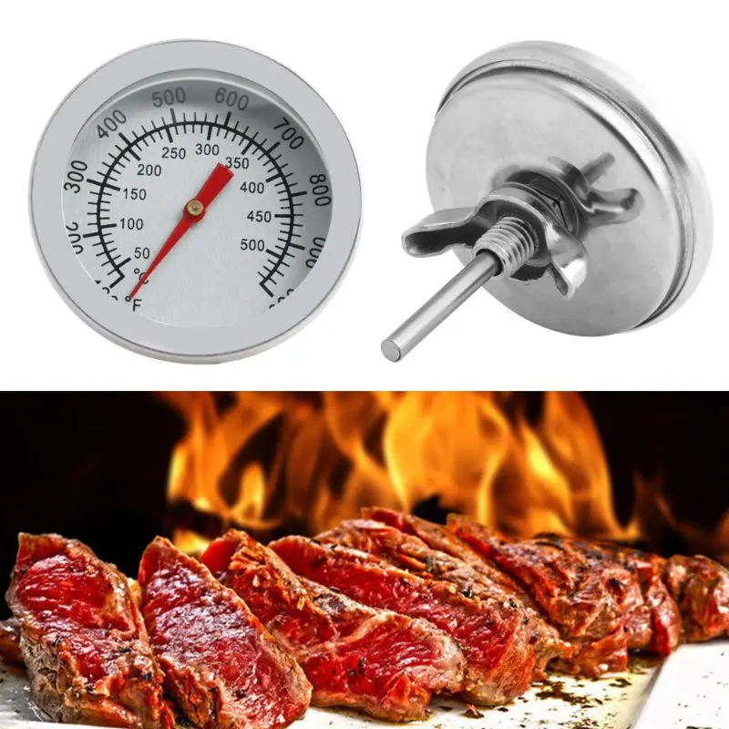 Stainless Steel Barbecue BBQ Smoker Grill 50-500℃ Thermometer Temperature Gauge