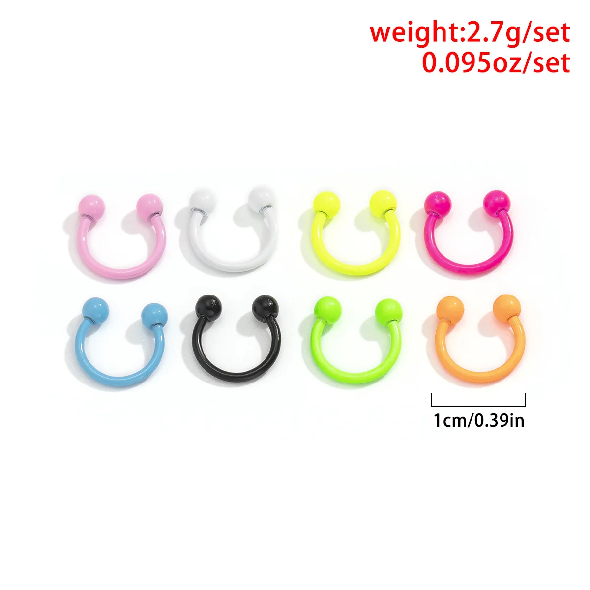 10Pcs/Lot Mixed Candy Color Random Stainless Steel Nose Rings Nose Nipple Hoops Nose Septum Eyebrow Ear Piercing Body Jewelry